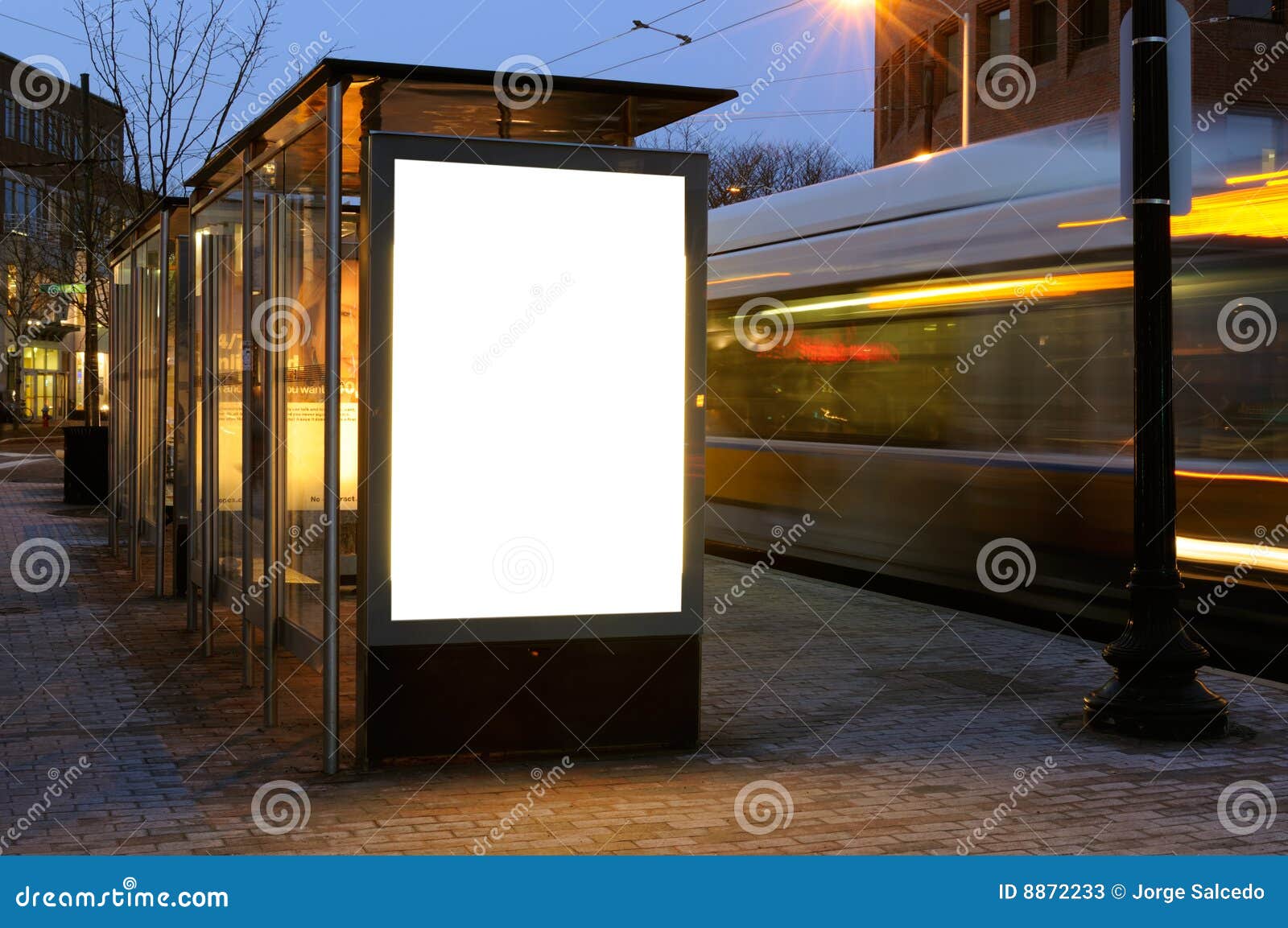 blank billboard at bus stop