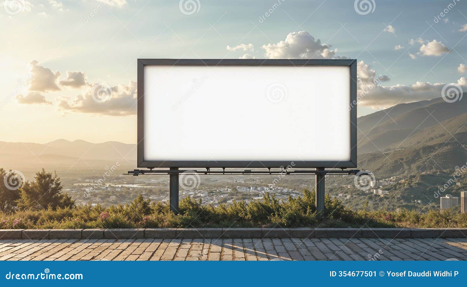 blank billboard mockup with mountain background for outdoor advertising 