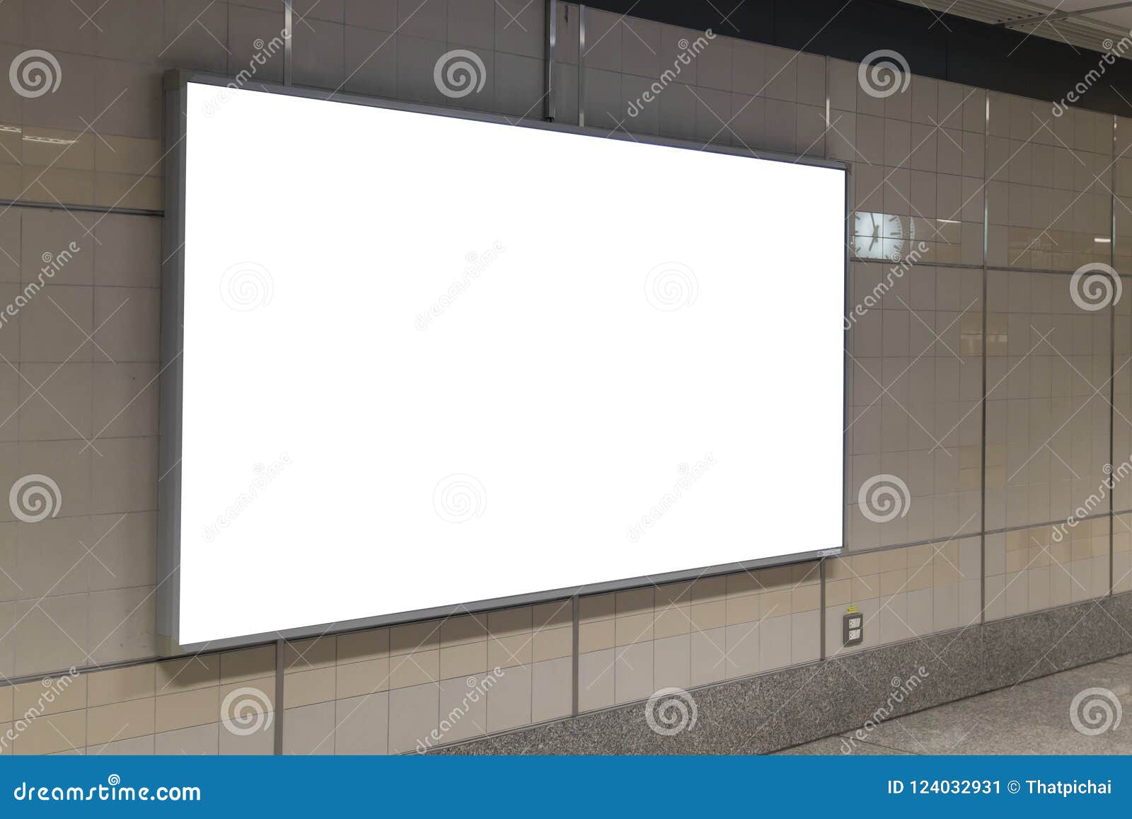 Blank Billboard Posters in the Subway Station for Advertising Stock