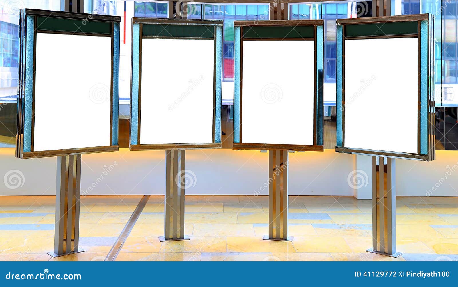 blank billboards inside a shopping mall