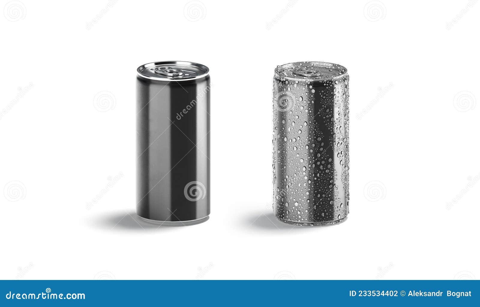 Blank Black Aluminum 280 Ml Soda Can Mockup Set, Front View Stock ...