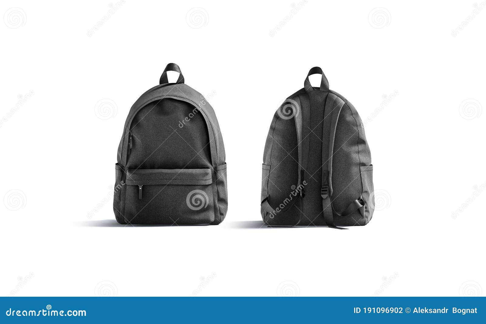 Download Blank Black Backpack With Zipper And Strap Mockup, Front Back Stock Illustration - Illustration ...