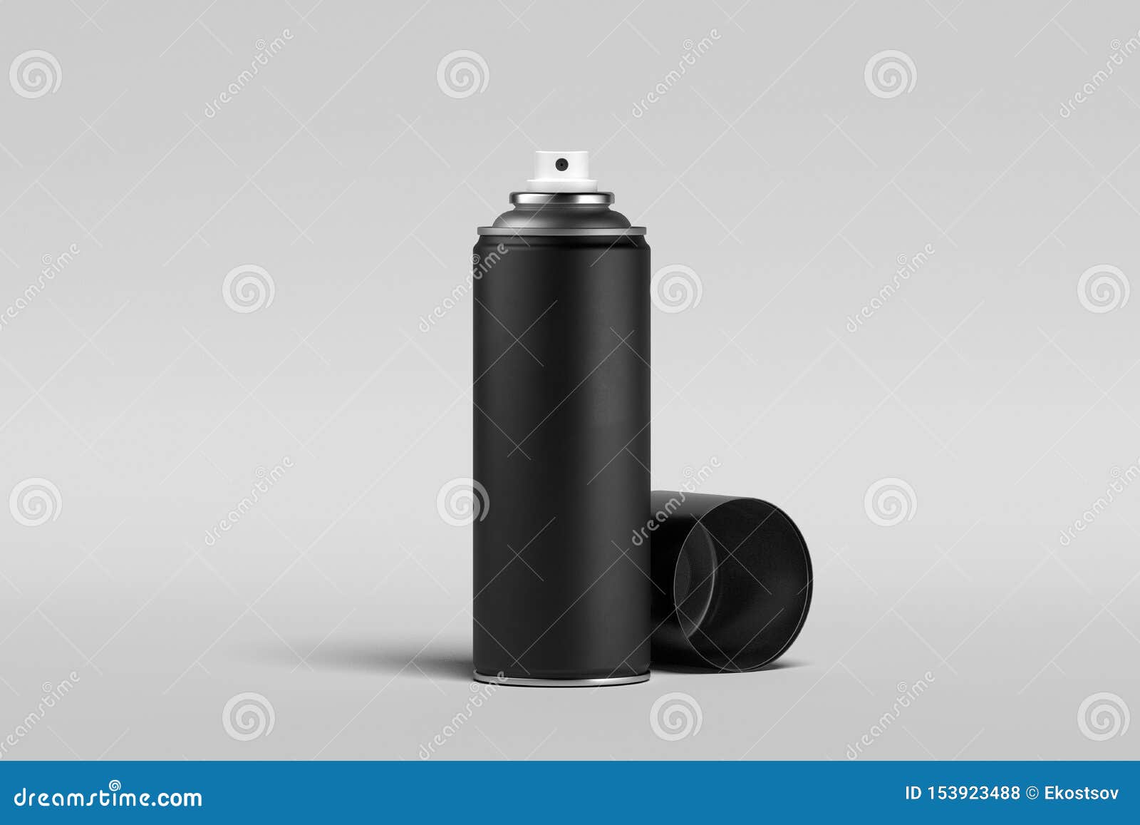 Blank Black Can of Spray Paint on Isolated on White Background. 3d