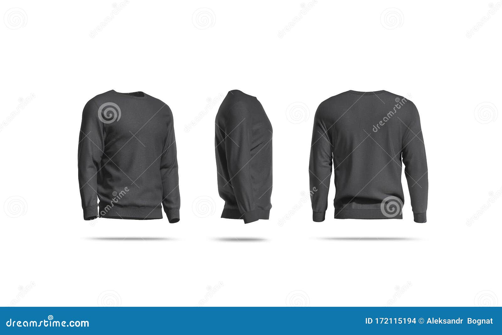 Download Blank Black Casual Sweatshirt Mockup, Side And Back View ...