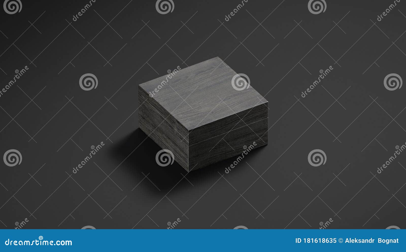 blank black closed wood gift box mockup, dark background