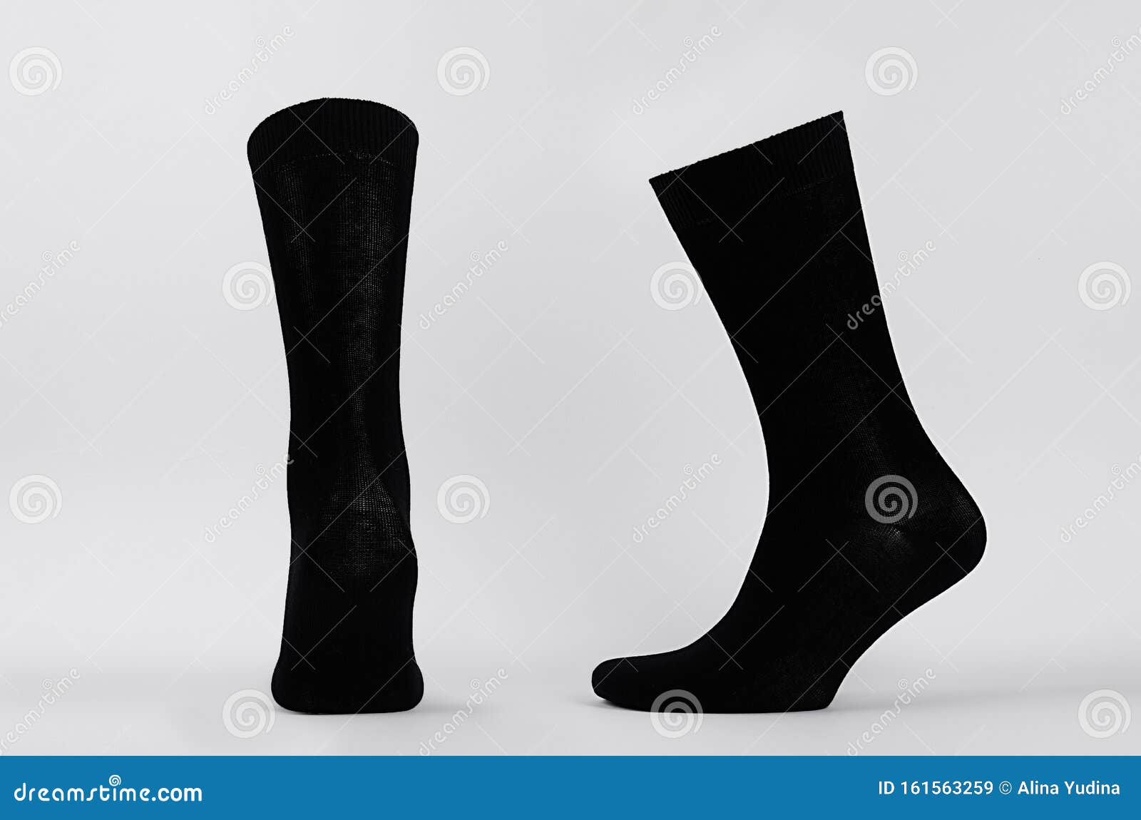 Blank Black Cotton High Socks on Invisible Mannequin Foot As Mock Up ...