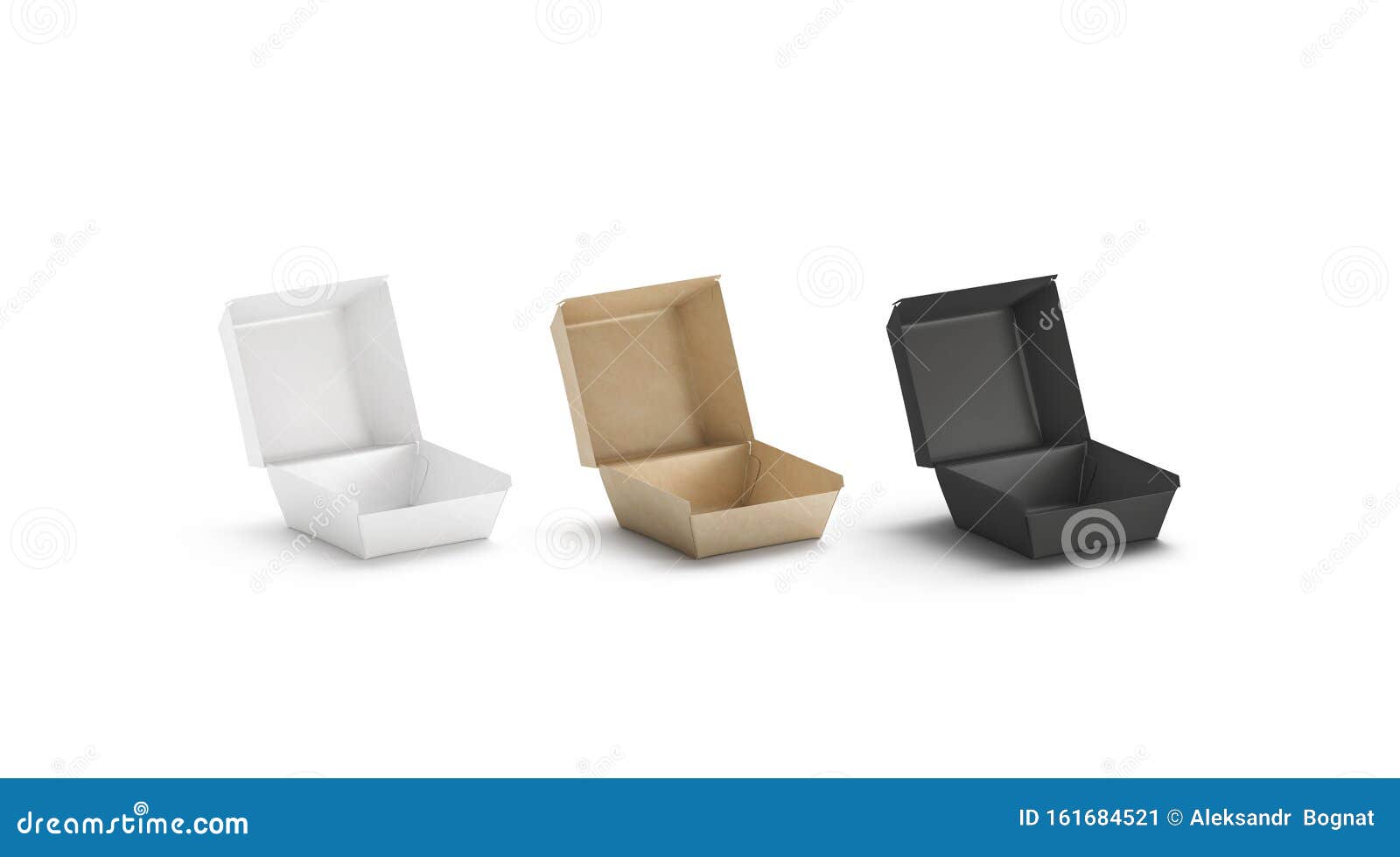 Download Blank Black Craft And White Opened Burger Box Mock Up Stock Illustration Illustration Of Boxed Pack 161684521