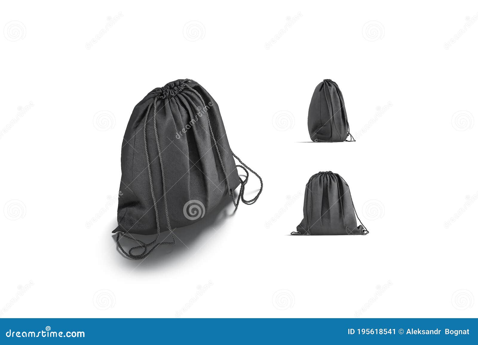 Download Blank Black Drawstring Backpack Mock Up, Different Views Stock Illustration - Illustration of ...