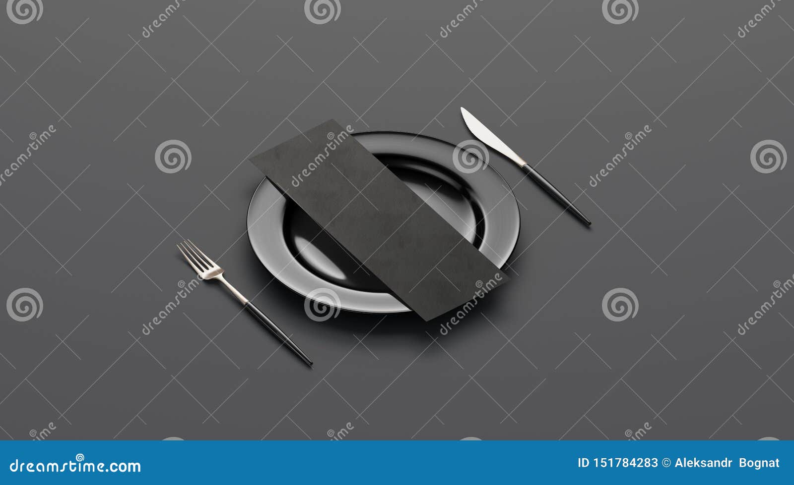 Download Blank Black Flyer Mockup On Plate With Cutlery, Side View ...