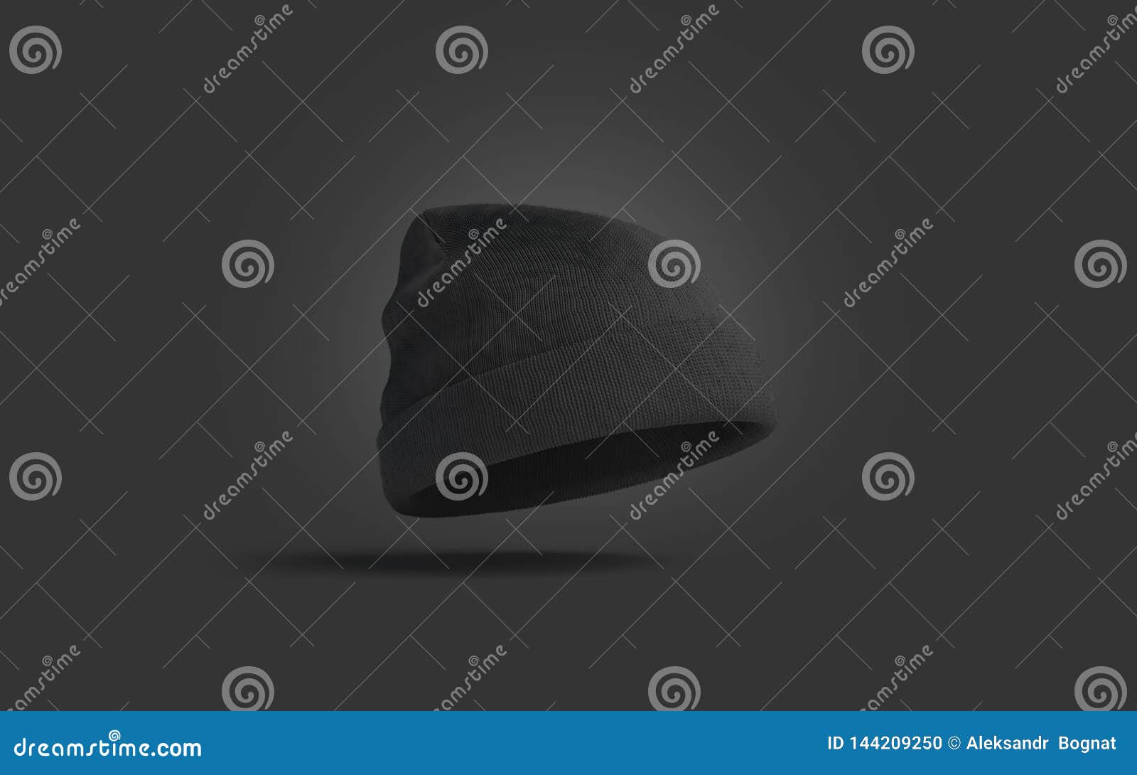 Download Blank Black Knitted Beanie Mockup On Dark Background Stock Illustration - Illustration of black ...