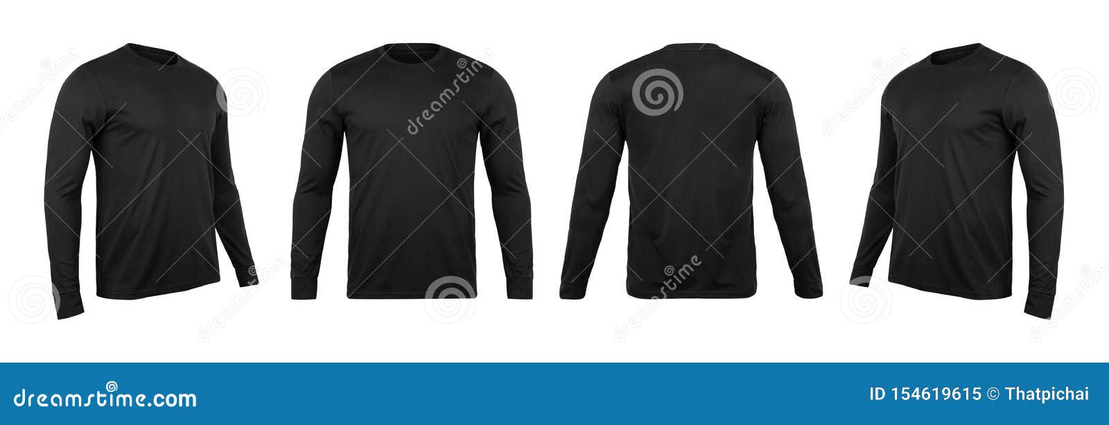 Download Blank Black Long Sleve T-shirt Mock Up Template, Front And ...