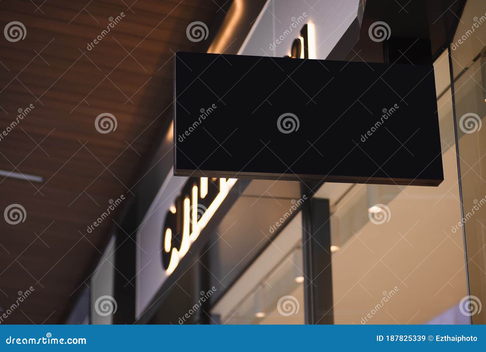 Download Blank Black Mockup Of Modern Store Signboard With Modern ...