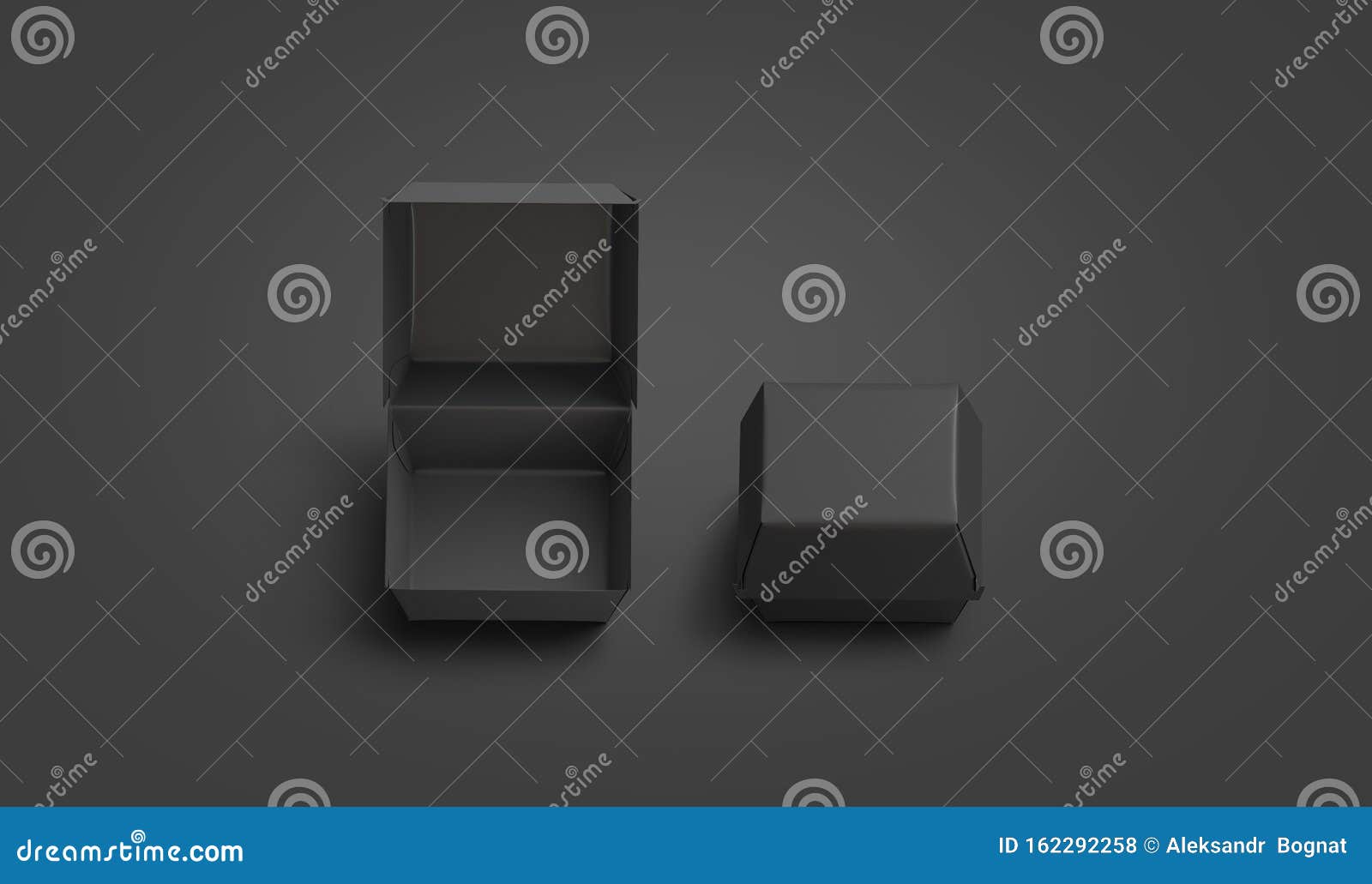 Download Blank Black Opened And Closed Burger Box Mockup, Dark ...