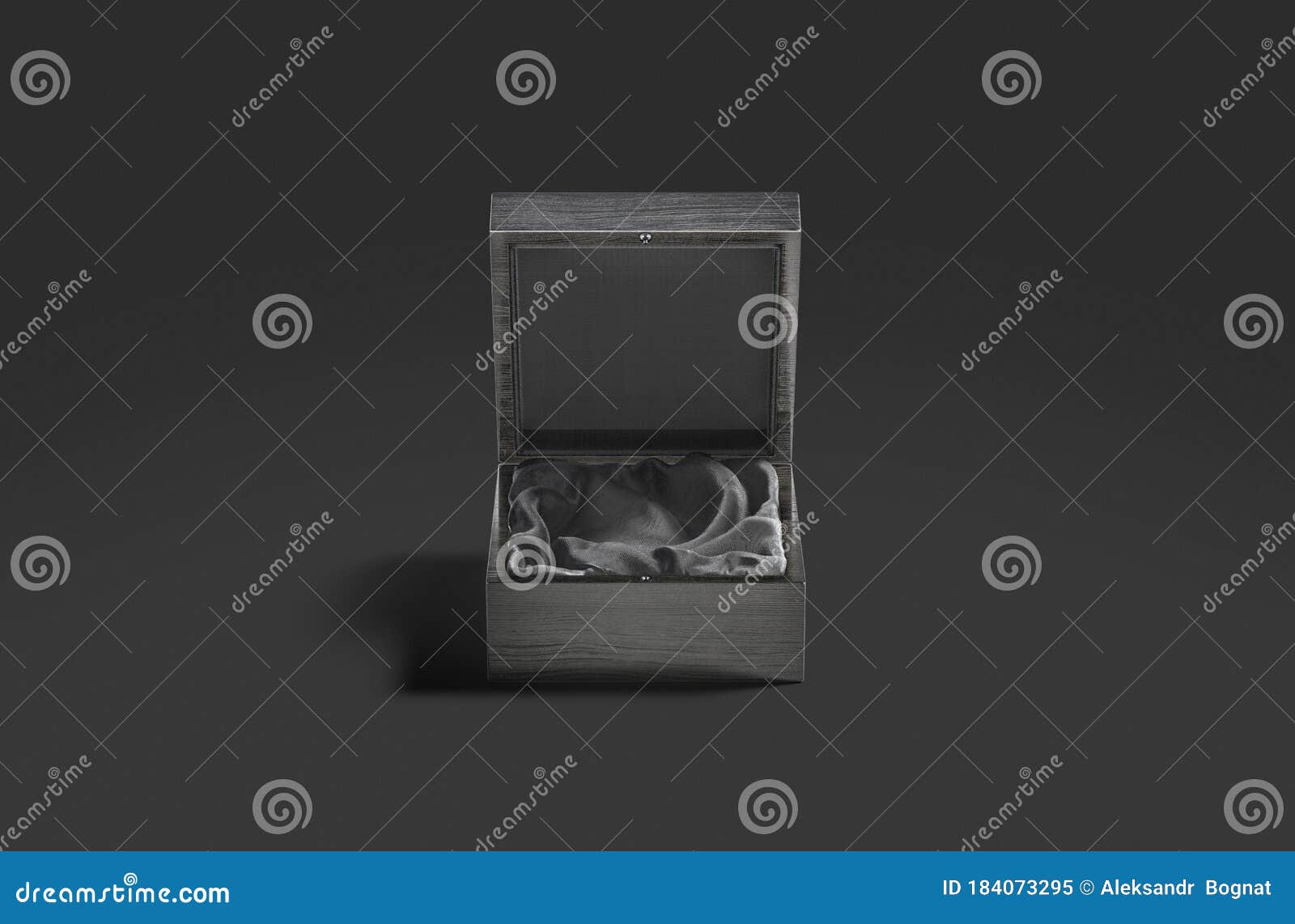 Download Blank Black Opened Wood Gift Box Mockup, Dark Background ...