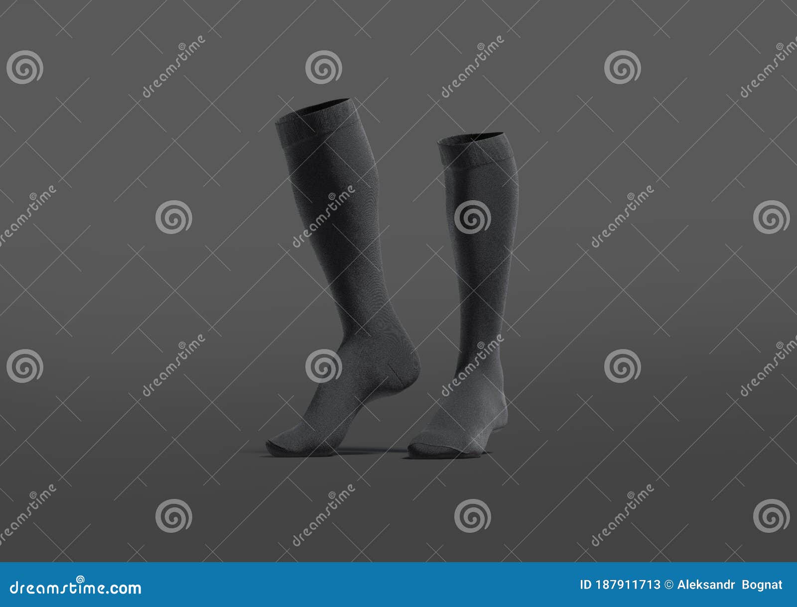 blank black pair soccer socks toe mockup, dark background
