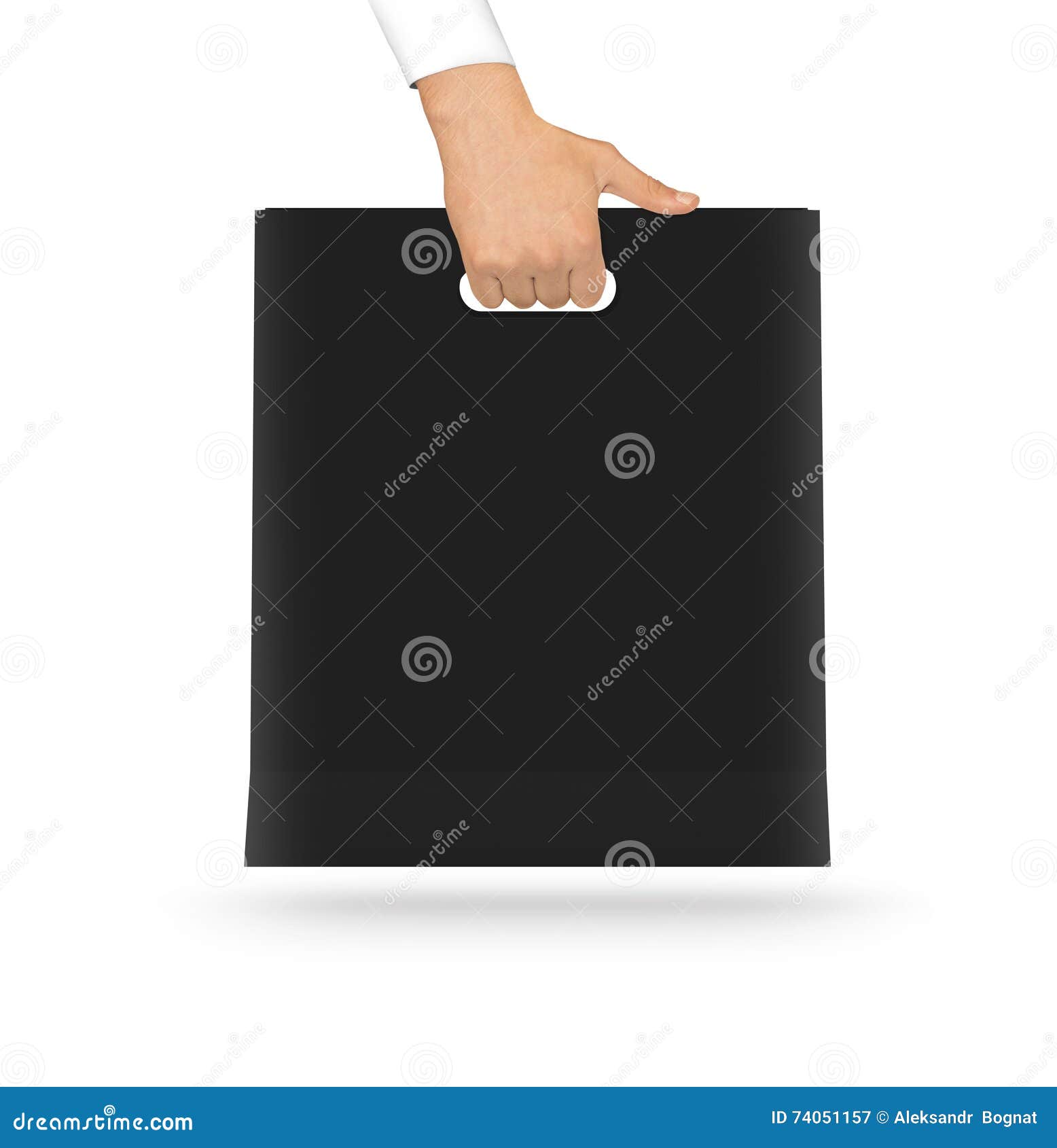 Download Blank Black Paper Bag Mock Up Holding In Hand. Empty ...