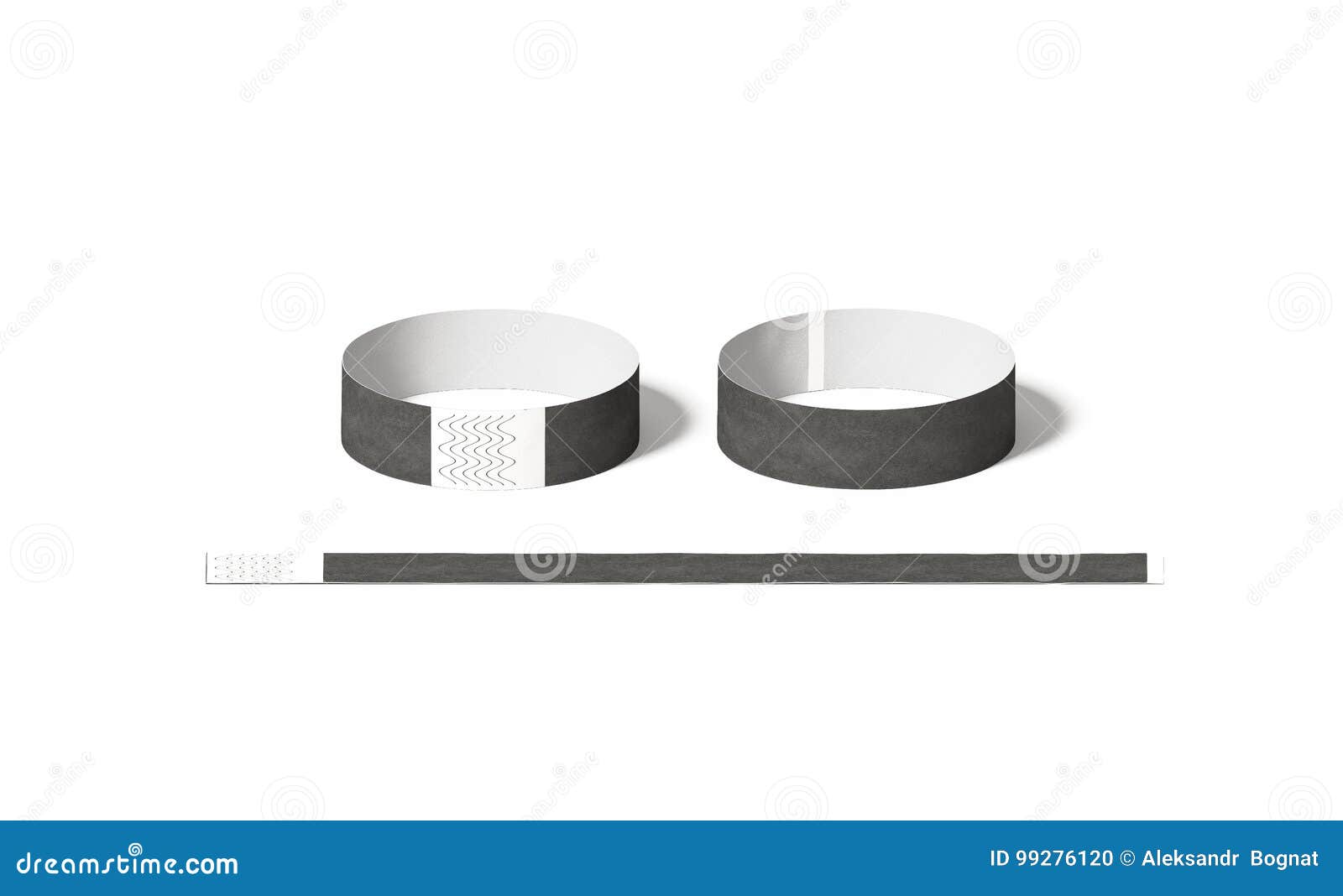 Download Blank Black Paper Wristbands Mock Ups, Front Back Side View Stock Illustration - Illustration of ...