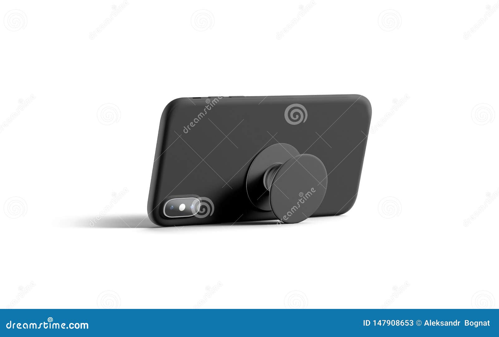 Blank Black Phone Popsocket Sticked On Cellphone Mockup ...