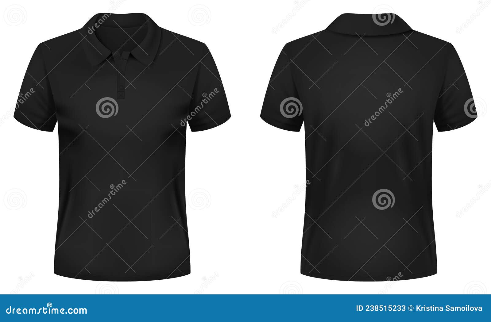 Blank Black Polo Shirt Template. Front and Back Views. Vector ...