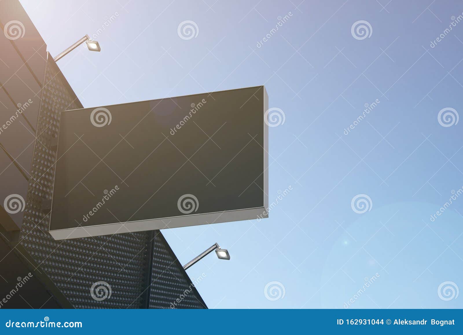 Download Blank Black Rectangular Outdoor Box Mockup Hanging On Mall ...