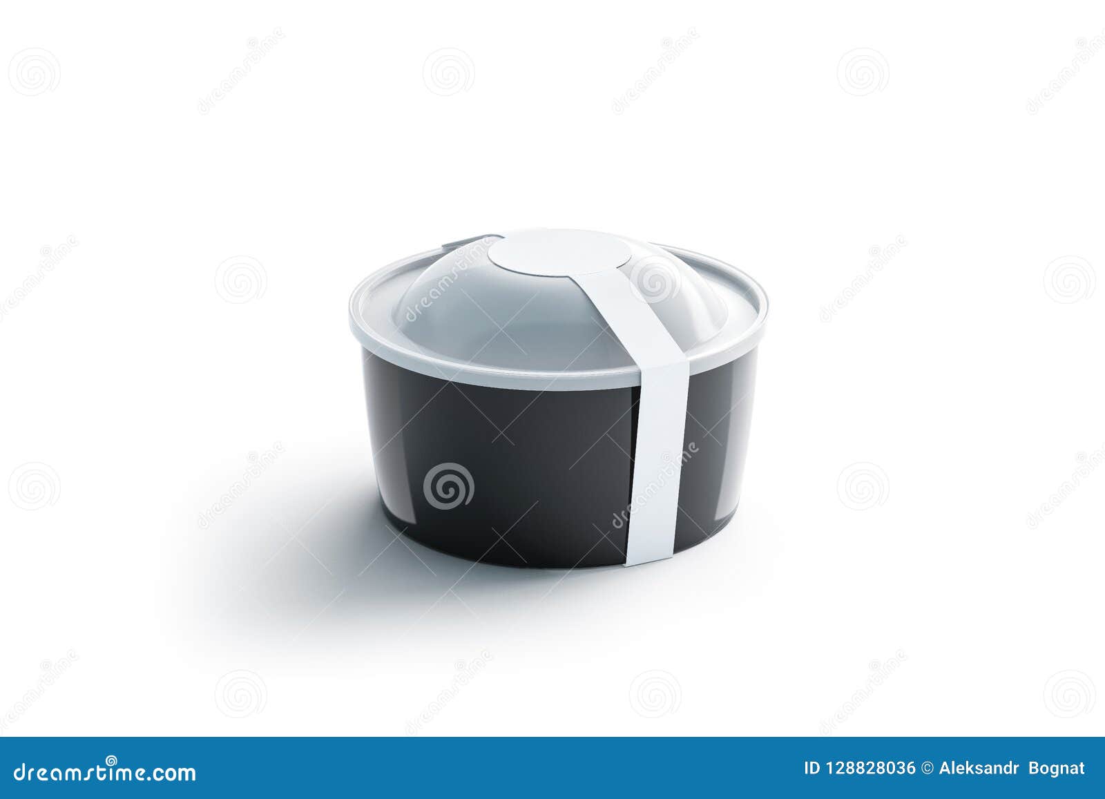 Download Blank Black Round Disposable Container With White Circular Label Mockup, Stock Illustration ...