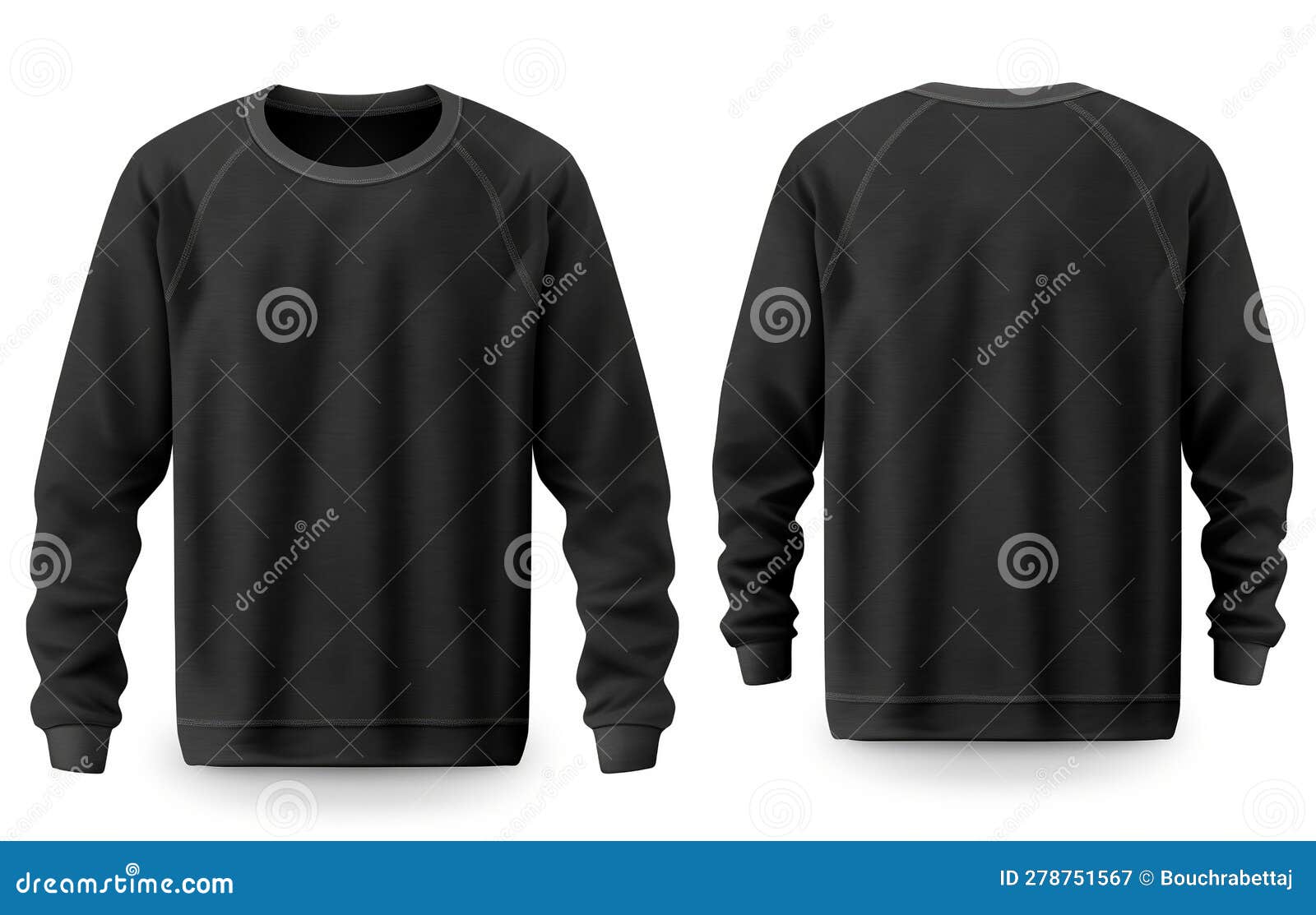 Blank Black Shirt Mock Up: Front and Back View Isolated on White ...