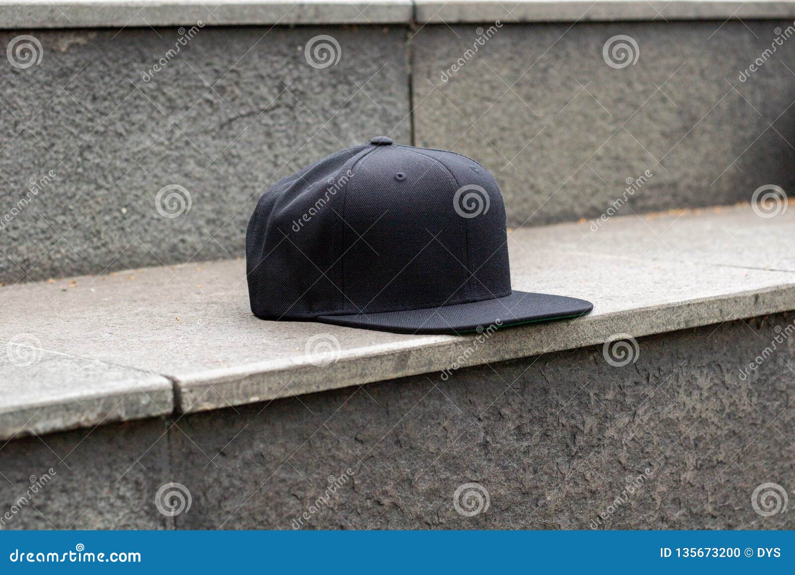 Blank Black Snapback Hat Cap Flat Visor For Mockup Stock ...