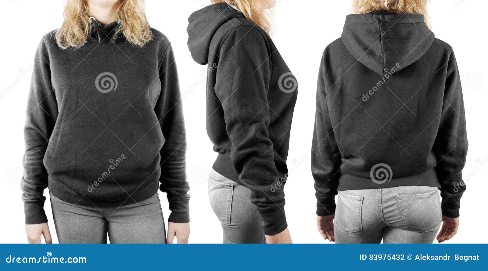 Download Blank Black Sweatshirt Mock Up Set Isolated, Front, Back ...