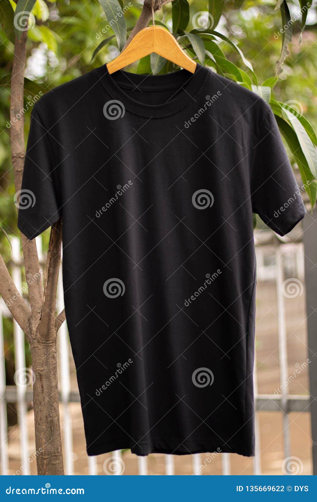 Download Blank Black T-shirt Basic For Mock Up Design Stock Photo ...