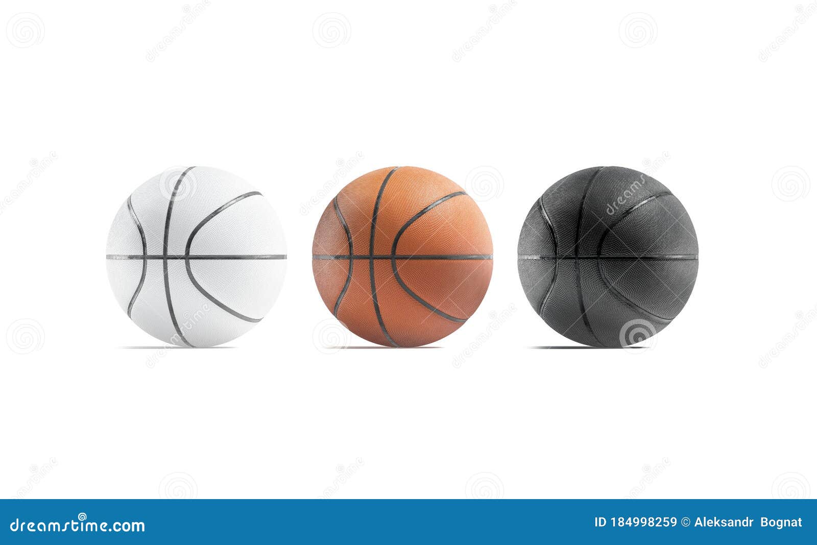 Download Blank Black, White And Brown Basketball Ball Mockup, Front View Stock Illustration ...