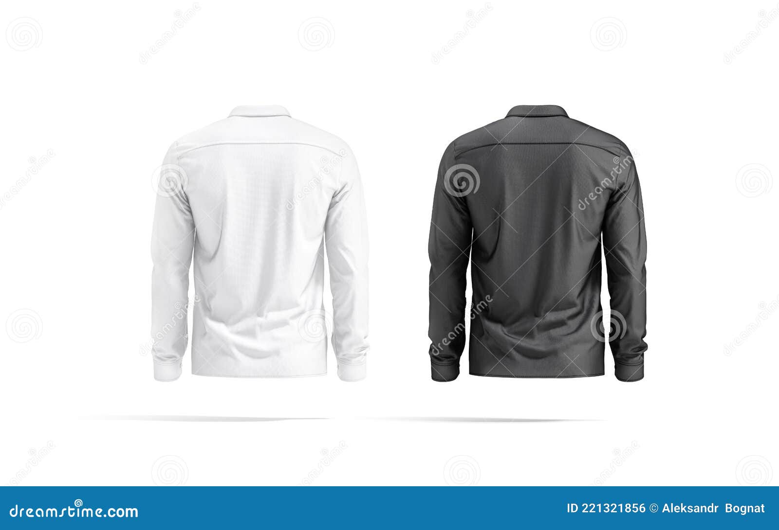 Blank Black and White Classic Shirt Mockup Set, Back View Stock ...