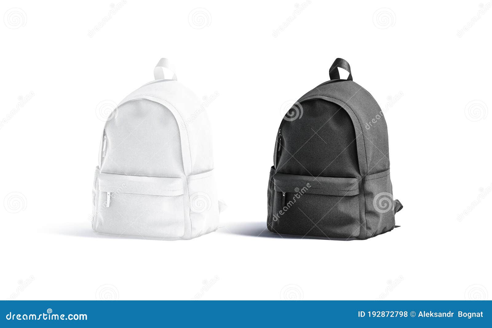 Download Blank Black And White Closed Backpack With Zipper Mockup Set, Stock Illustration - Illustration ...