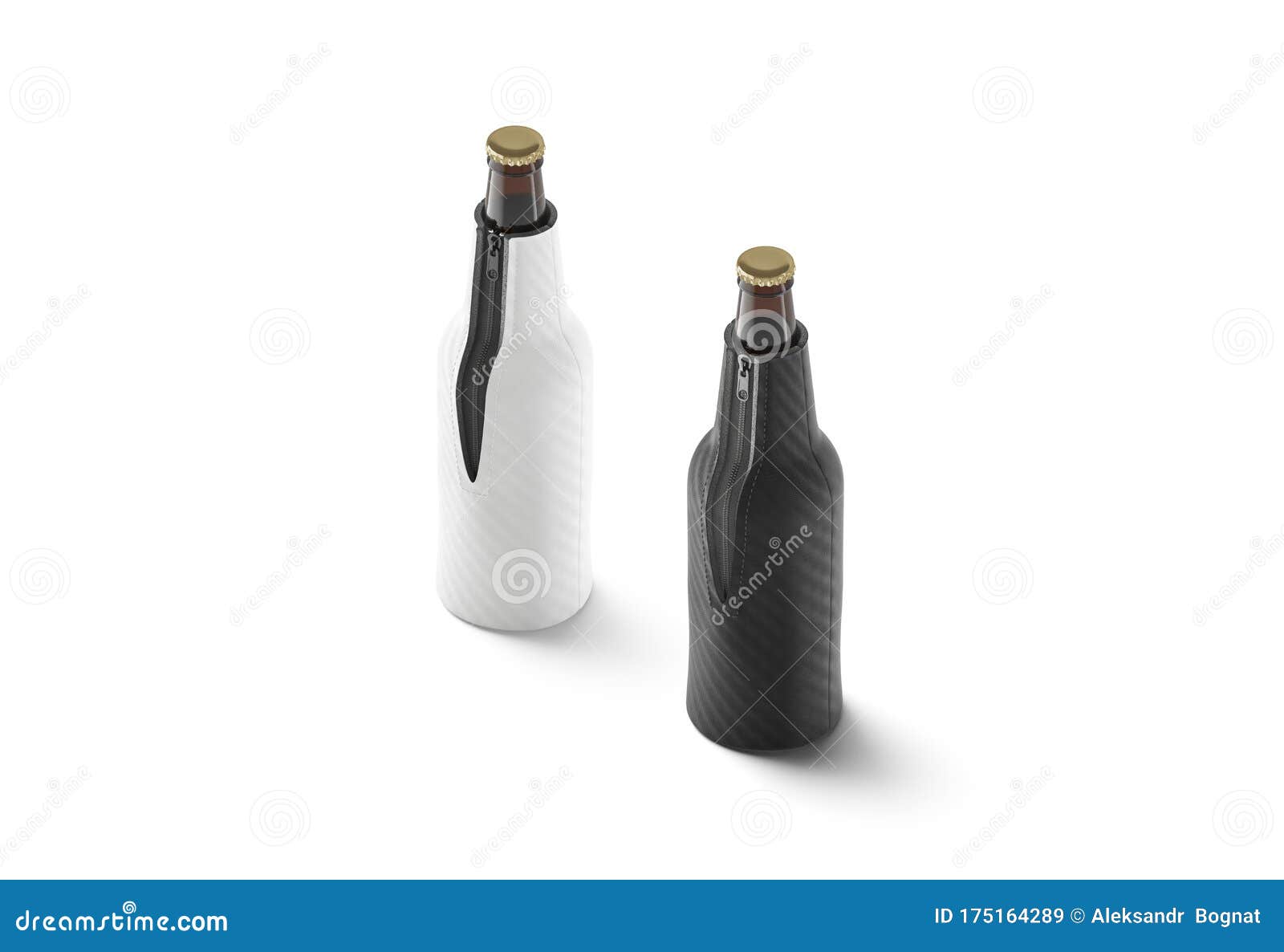 Download Blank Black And White Collapsible Beer Bottle Koozie Mock Up Stock Illustration - Illustration ...