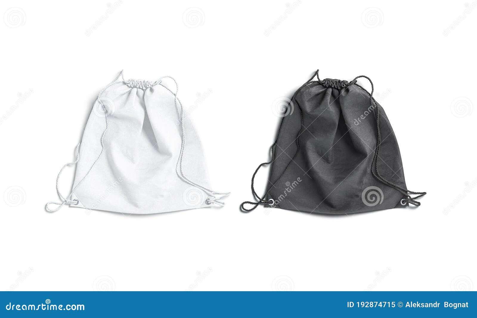 Download Blank Black And White Drawstring Backpack Mockup Lying, Top View Stock Illustration ...