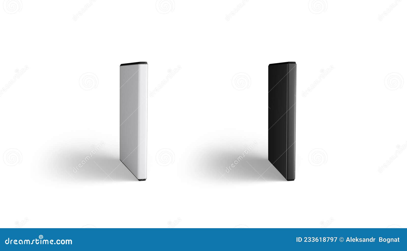 blank black and white dvd disk case mockup, looped rotation