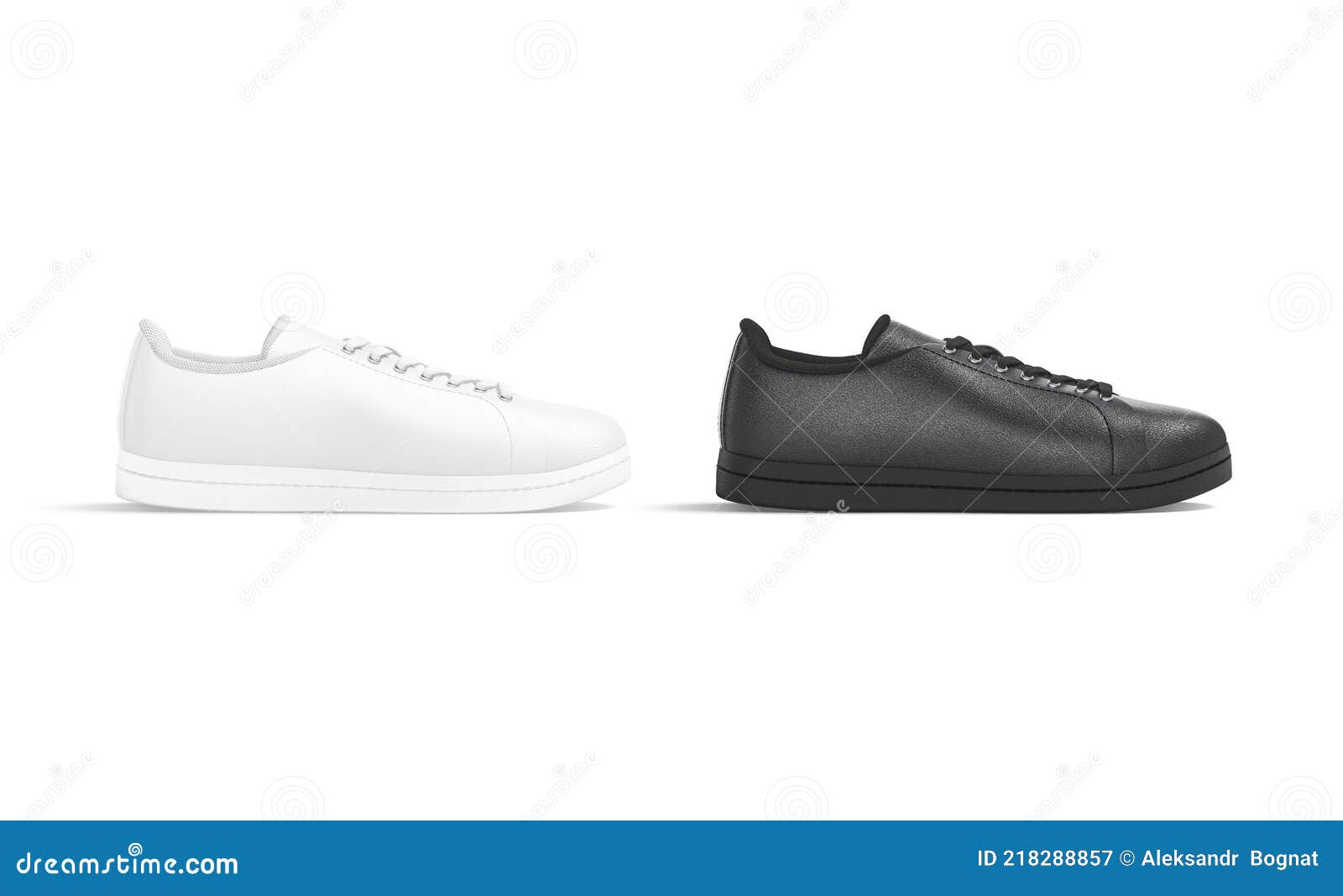 Blank Black and White Leather Sneakers with Lace Mockup, Isolated Stock ...