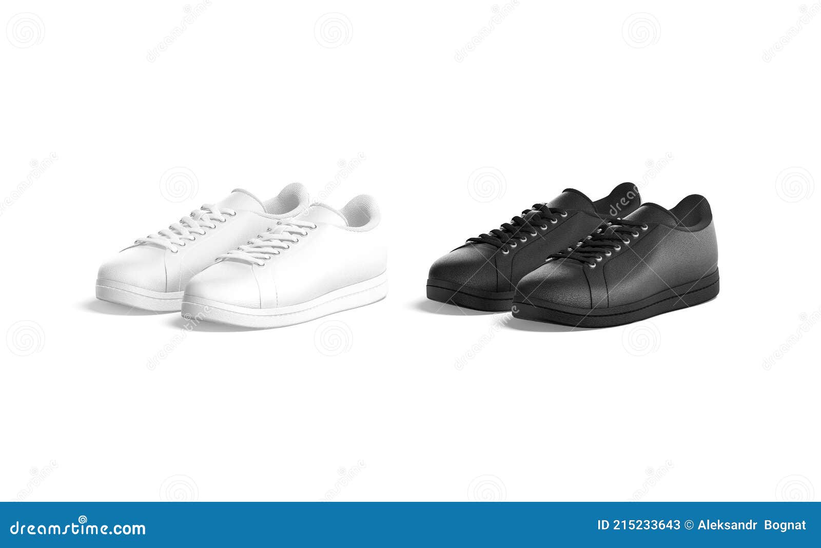 Blank Black and White Leather Sneakers with Lace Mockup, Isolated Stock ...