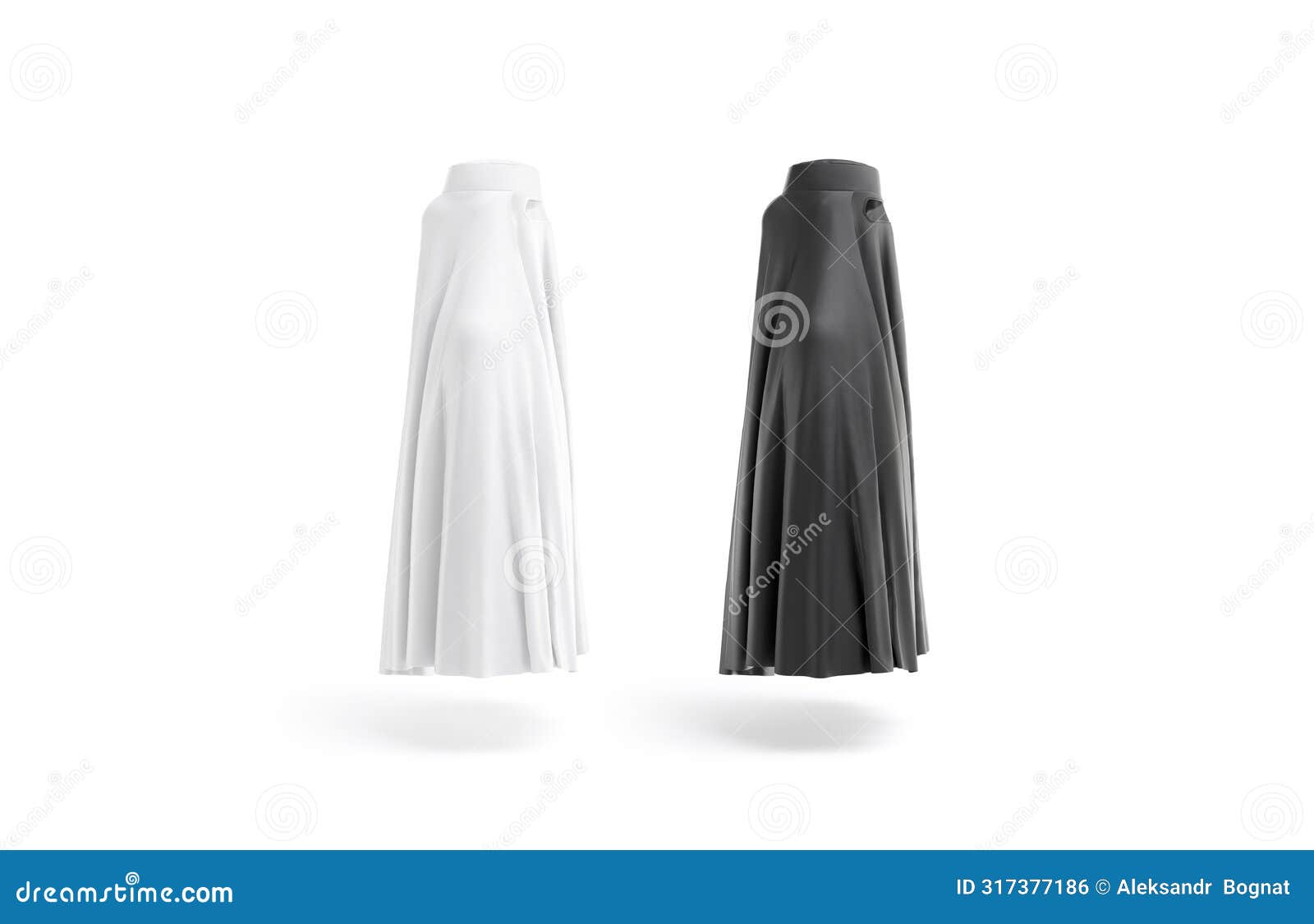blank black and white muslim female burqa mockup, profile view
