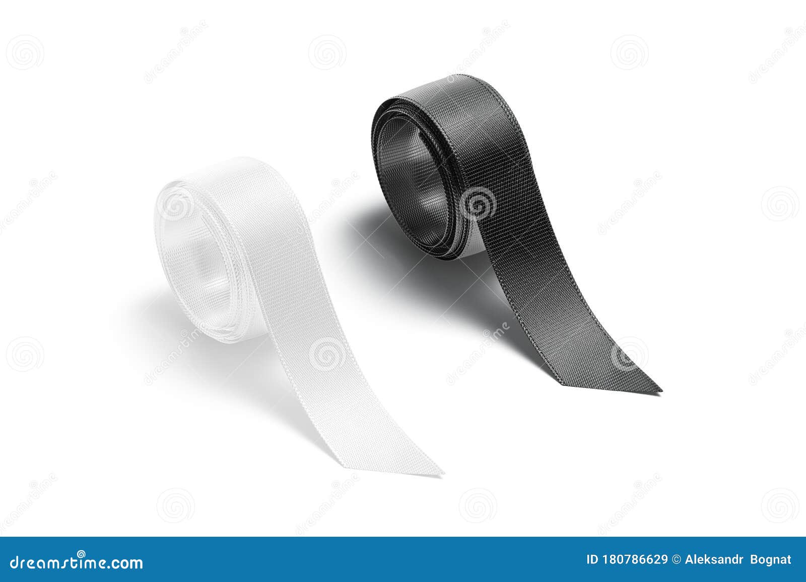 Download Blank Black And White Rolled Silk Ribbon Mockup, Side View ...