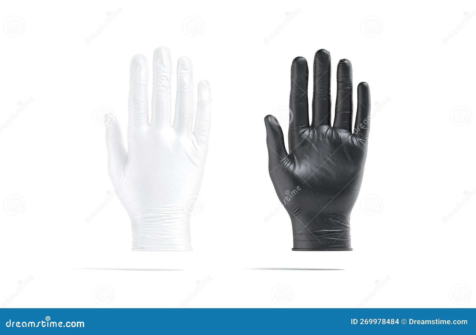 Blank Black and White Rubber Gloves Mockup, Front Back View Stock ...