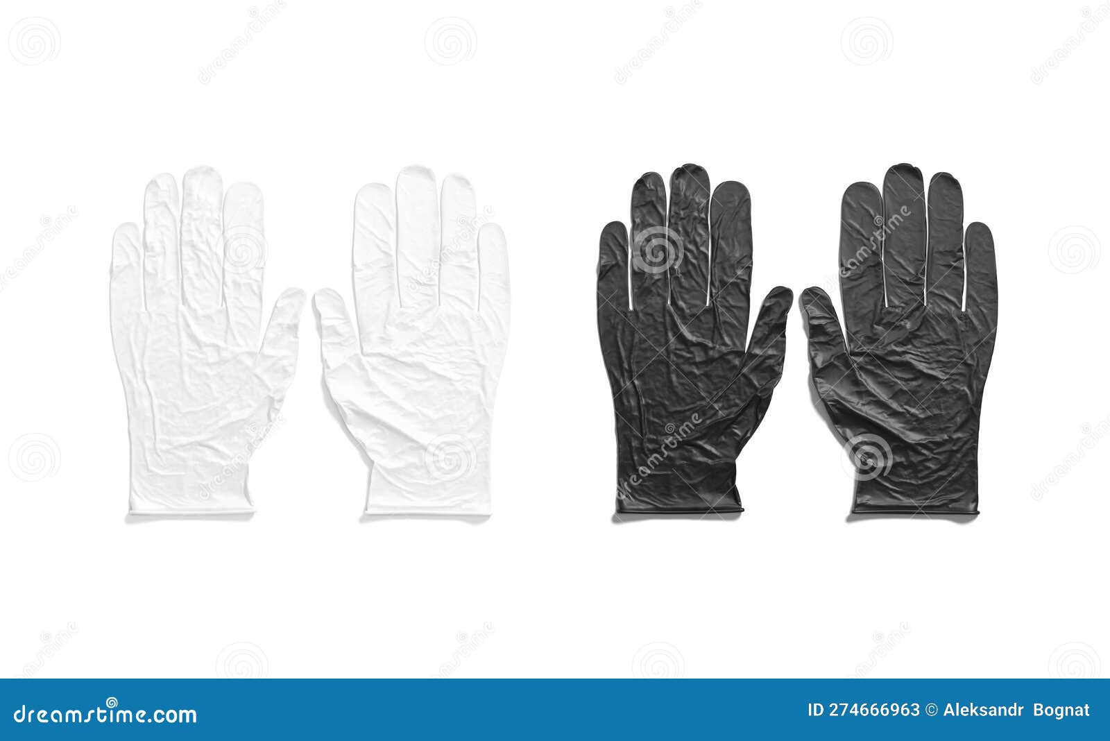 Blank Black and White Rubber Gloves Mockup Lying, Top View Stock ...