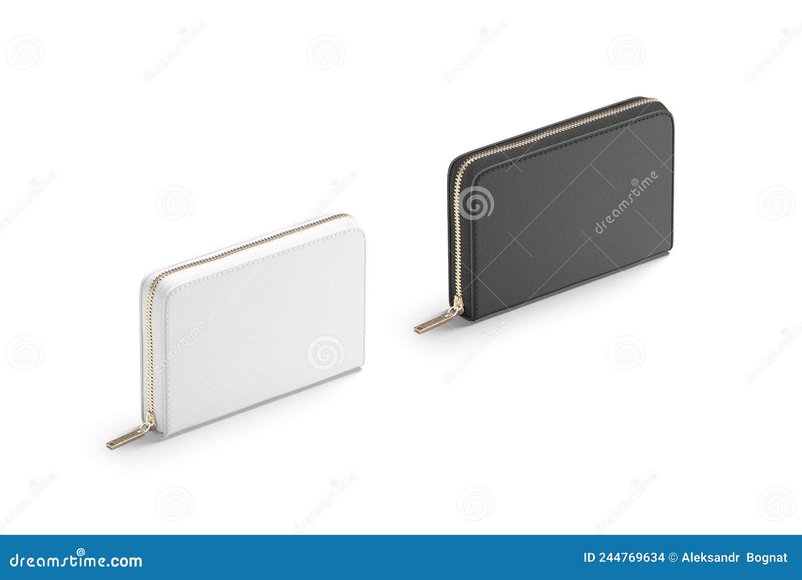 blank black and white small money wallet mockup, side view