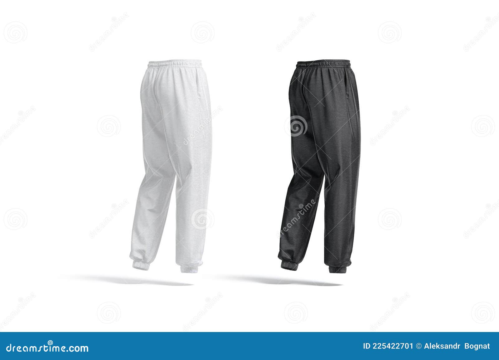 Blank Black and White Sport Sweatpants Mockup, Back Side View Stock ...