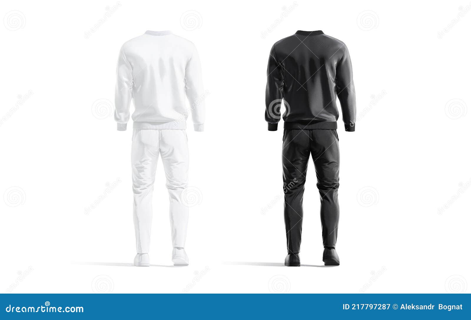 Blank Black and White Sport Tracksuit with Bomber, Pants Mockup Stock ...