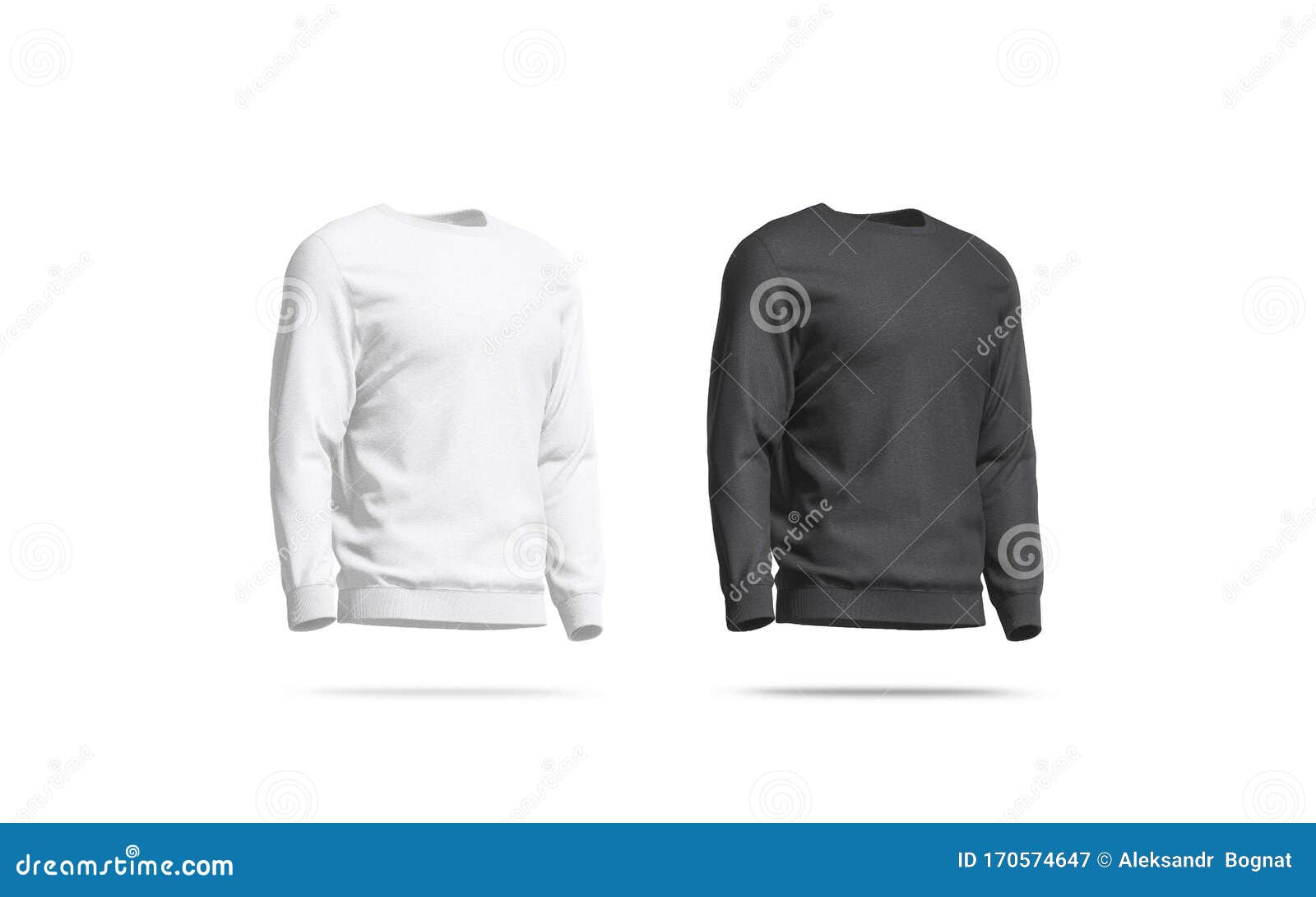Download Blank Black And White Sweatshirt Mockup, Right Side View ...