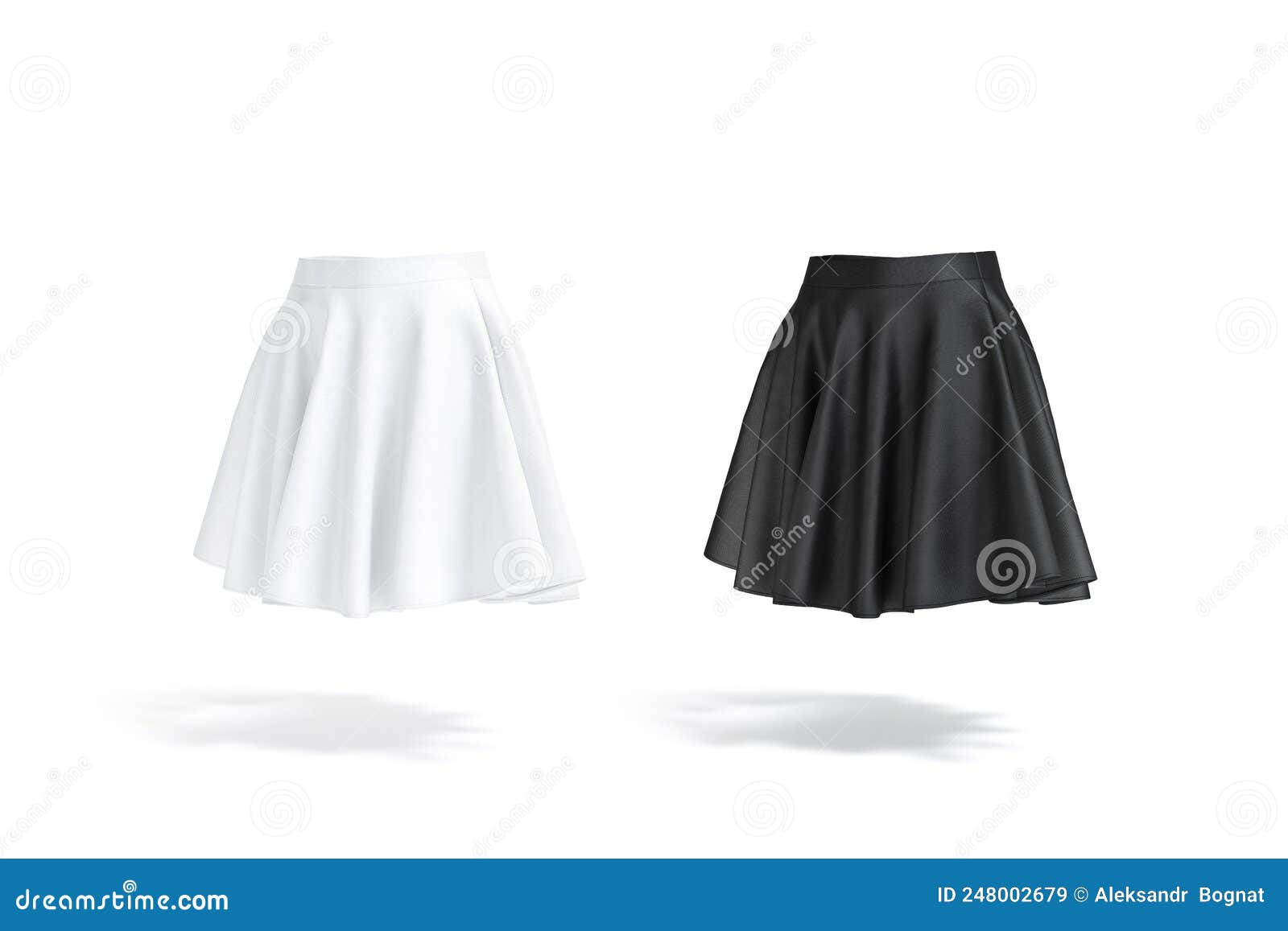 Blank Black and White Women Mini Skirt Mockup, Side View Stock ...