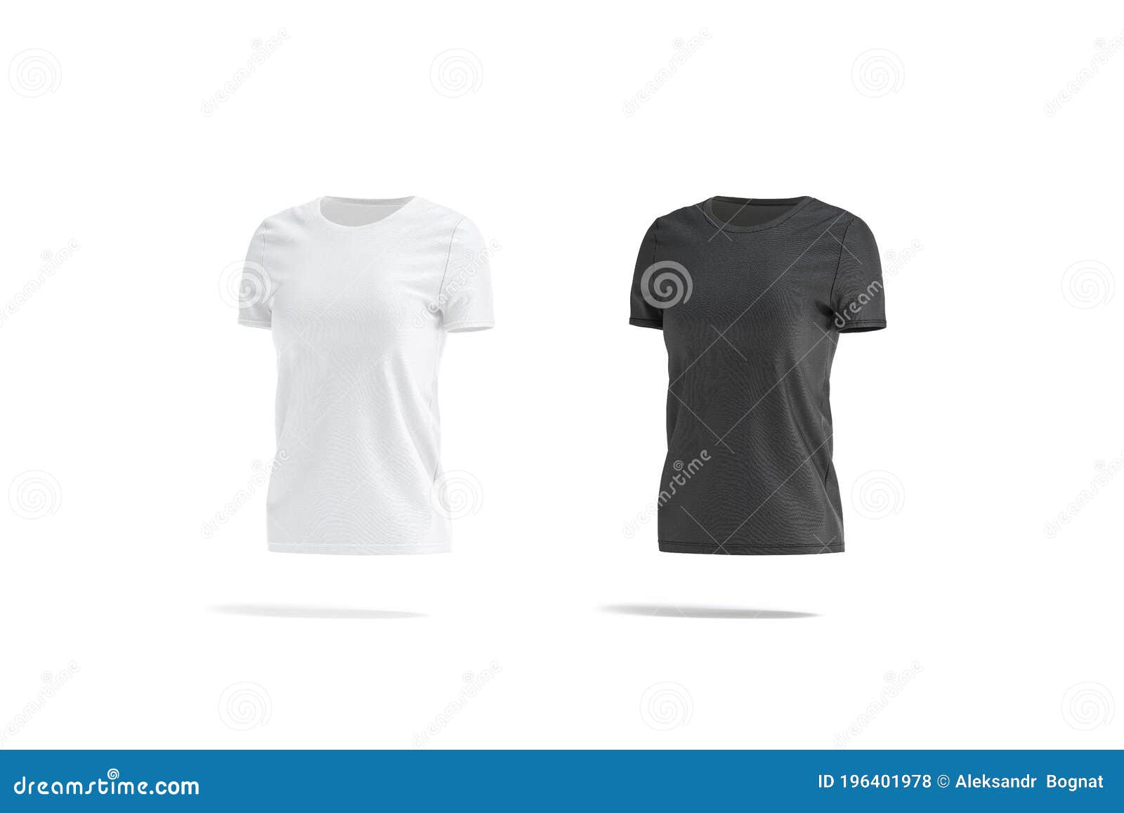 Download Blank Black And White Women T-shirt Mockup Set, Side View ...