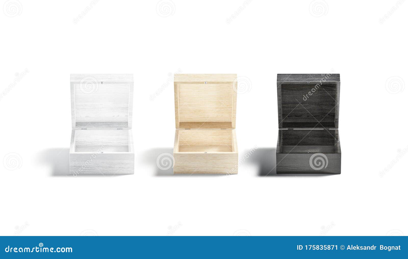 Download Blank Black, White, Wood Opened Gift Box Mock Up, Isolated ...