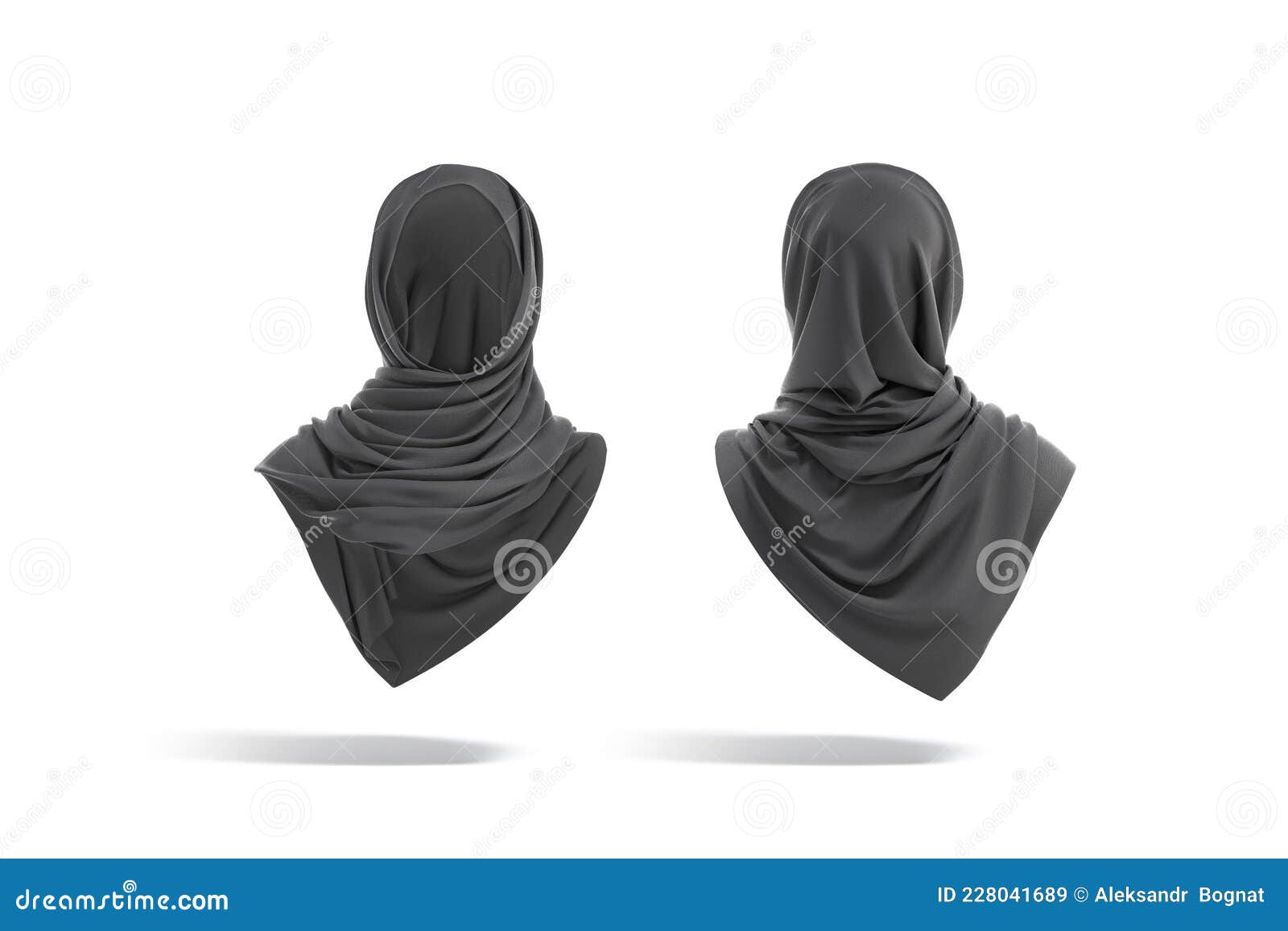 Download Blank Black Woman Muslim Hijab Mockup, Front And Back View ...