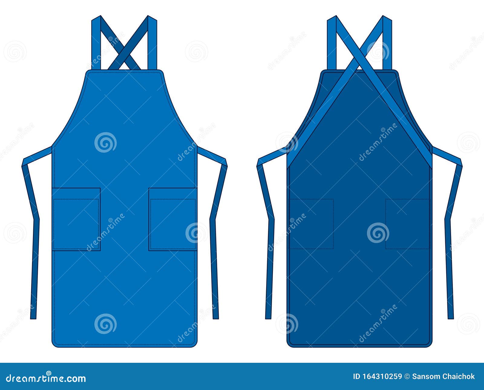 Blank Blue Apron with Two Pocket for Template Stock Illustration